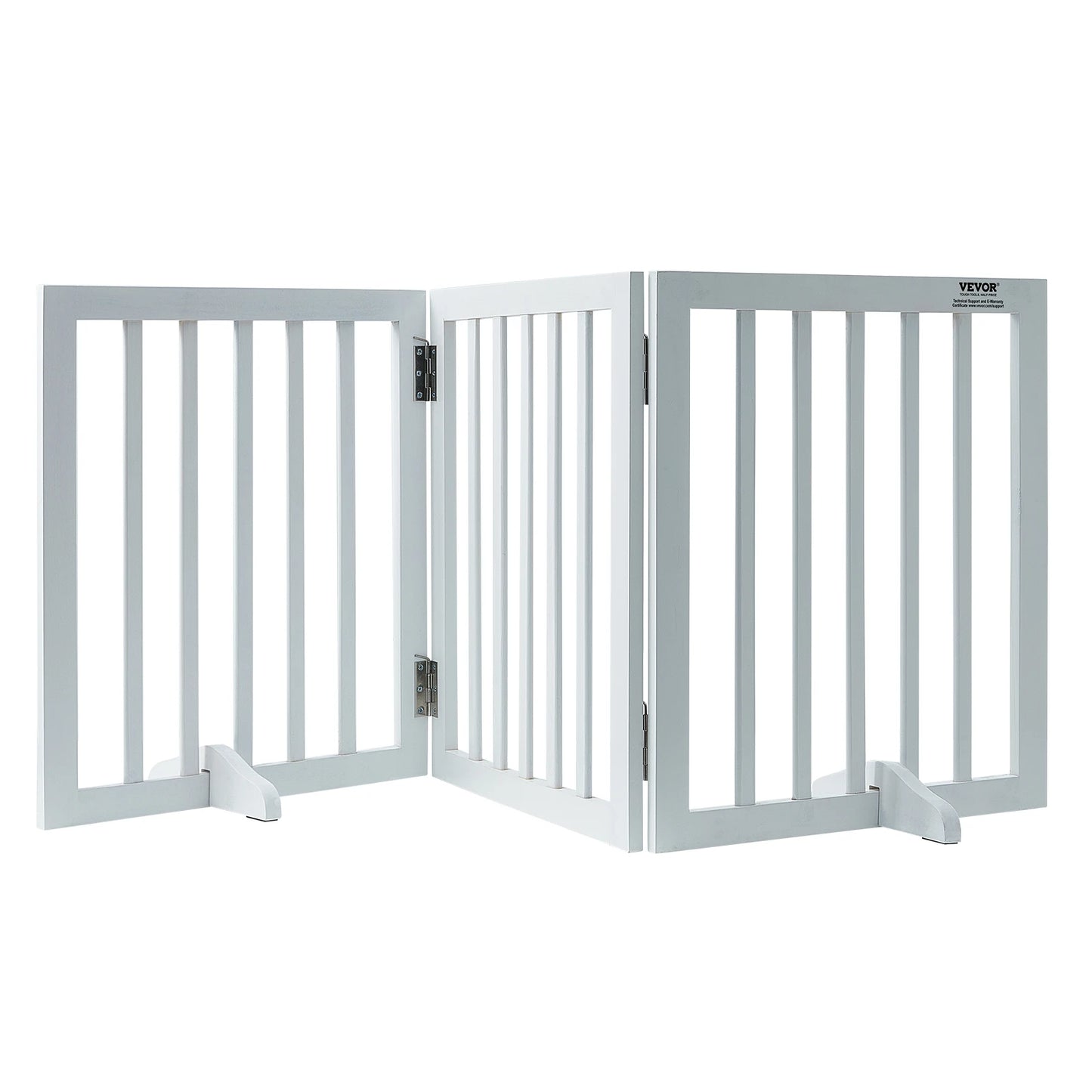 SucceBuy Free Standing Dog Gate Foldable 3 Panel Pet Barrier for Narrow Passageways White