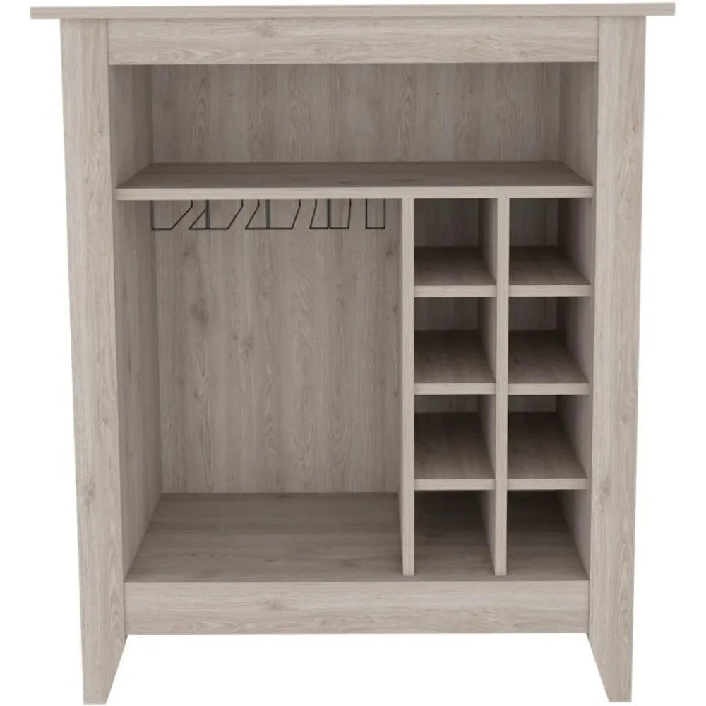 Light Gray Bar Cabinet With Six Built In Wine Racks