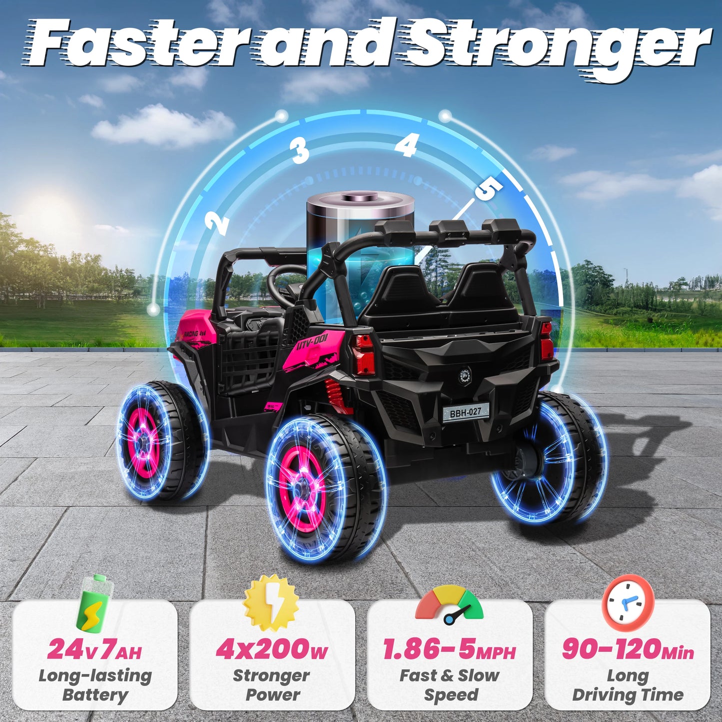 24V XL Two Seater Ride On Car For Girls Off Road 2WD 4WD