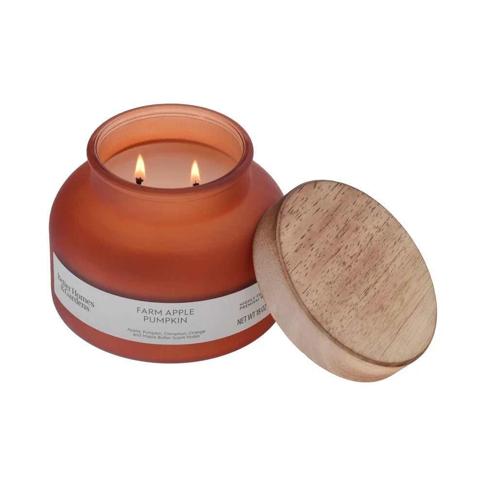 Apple Pumpkin Scented 2 Wick Frosted Jar Candle 18 Ounce