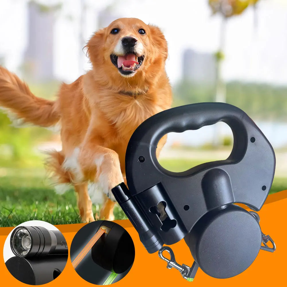 Double Headed Dog Leash LED 360 Degree Swivel for Two Dogs
