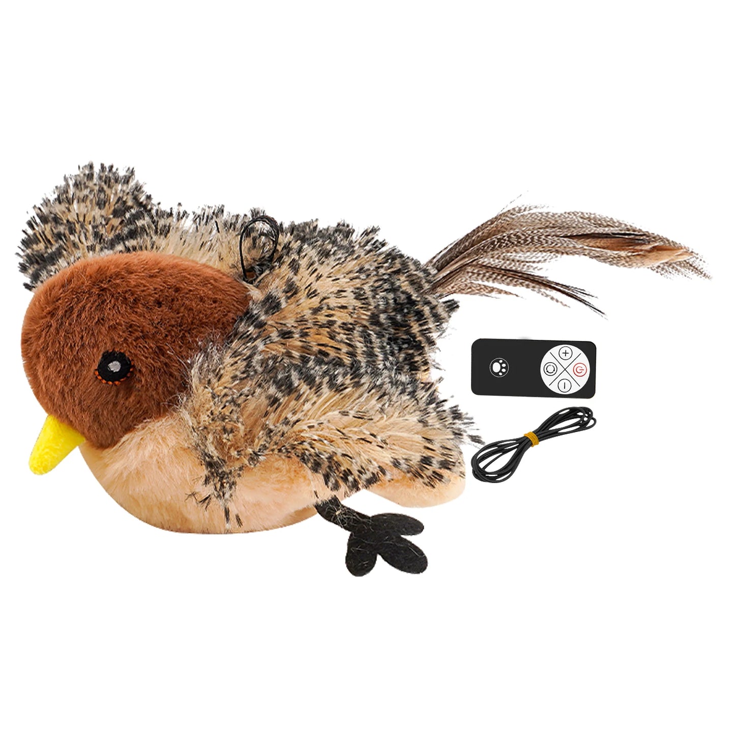 Remote Control Chirping Bird Plush Toy for Kitten and Cat
