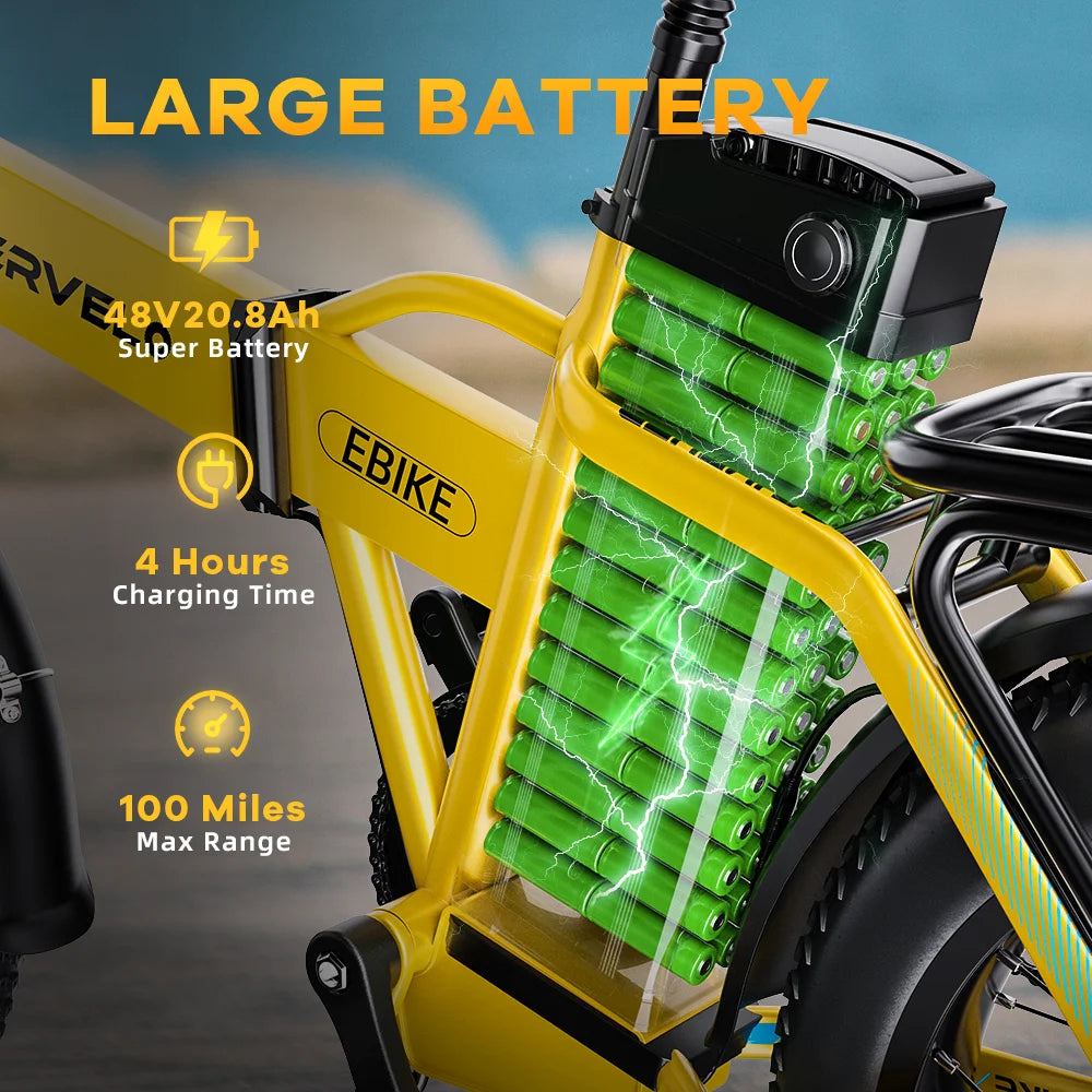 1000W Folding Electric Bike With Removable 48V 20Ah Battery
