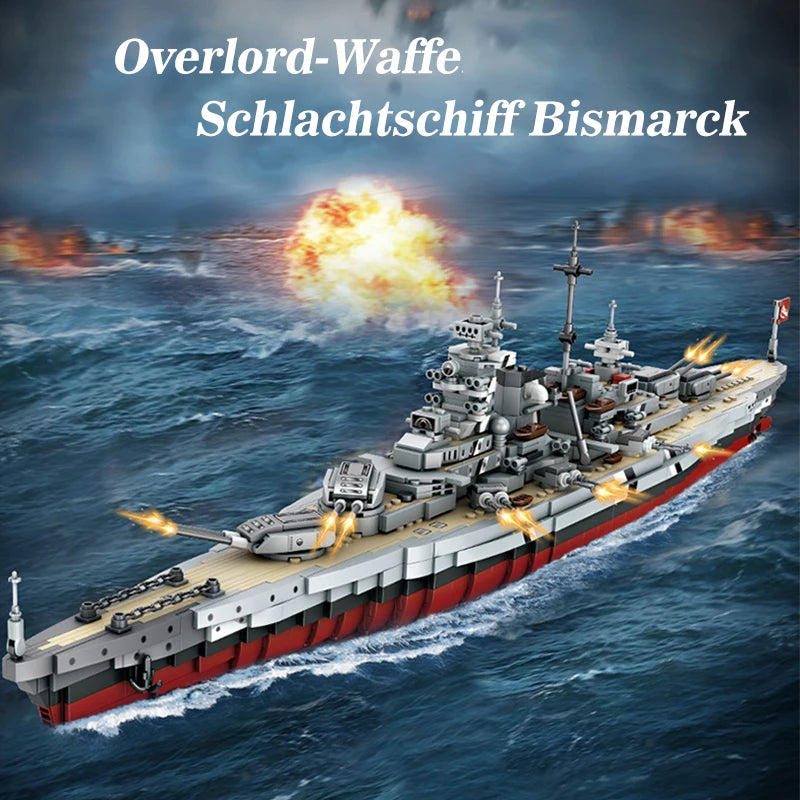 Military MOC Forange FC4201 Bismarck Class Battleship Model 2081PCS Building Blocks Brick Puzzle Toy for Kids Gift