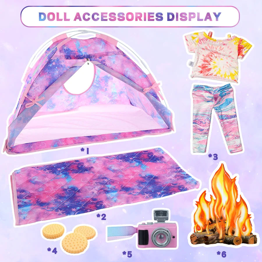 Cute 18 Inch Doll Clothes Set Tent Camping Blanket Campfire