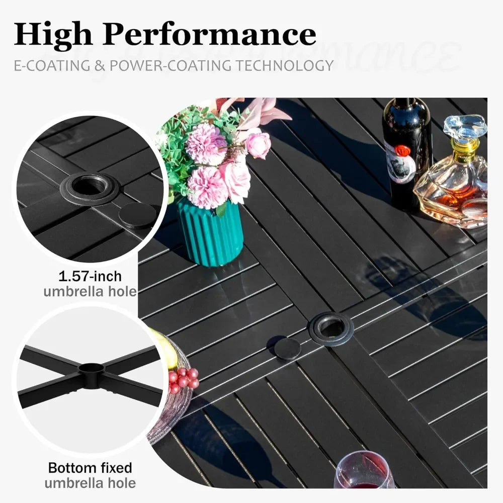 7 Piece Patio Table And Chairs Set Outdoor Dining For 7 Cushioned Woven Rattan