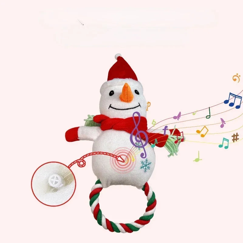 Pet Christmas Plush Dog Toys Santa Claus Snowman Interactive