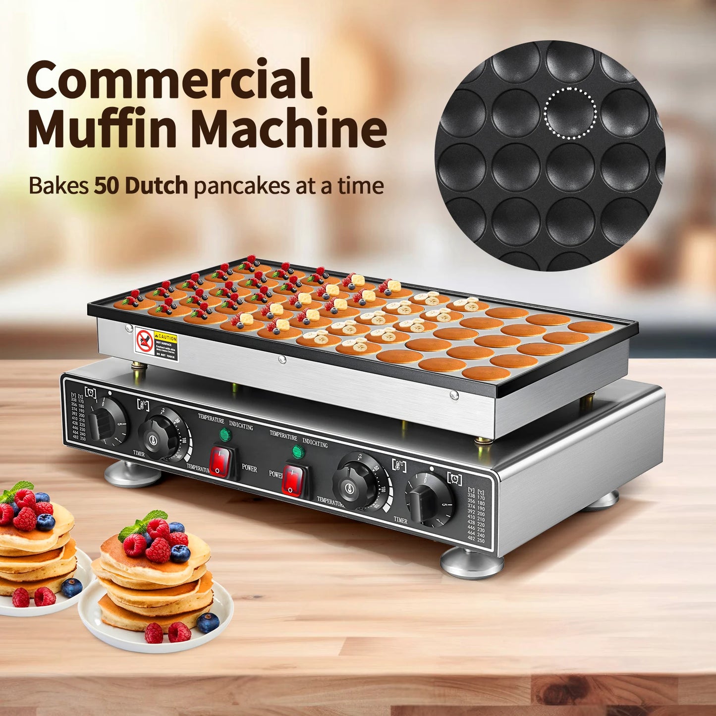 Electric Waffle Maker 50PCS Mini Dutch Round Pancake Muffin Maker Dorayaki Machine Kitchen Appliance Waffle Iron