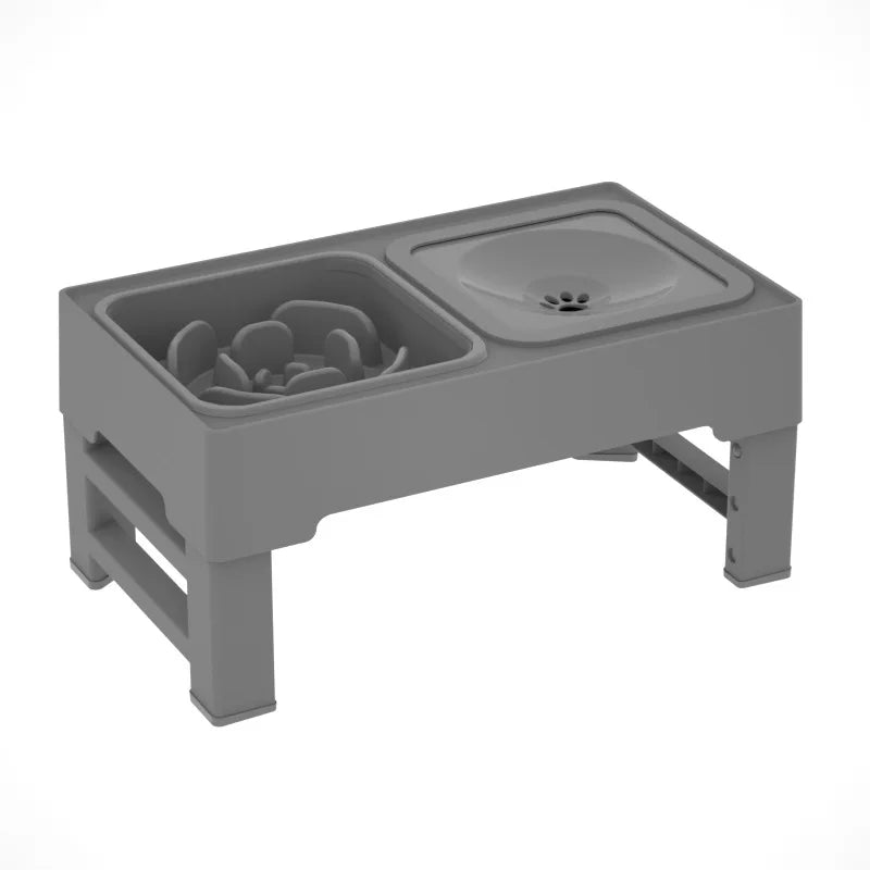 3 In 1 Stainless Steel Slow Feed Water Bowl Adjustable Height For Dogs And Cats