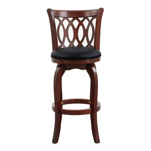 Comfortable Swivel Pub Height Chair Dark Cherry Faux Leather