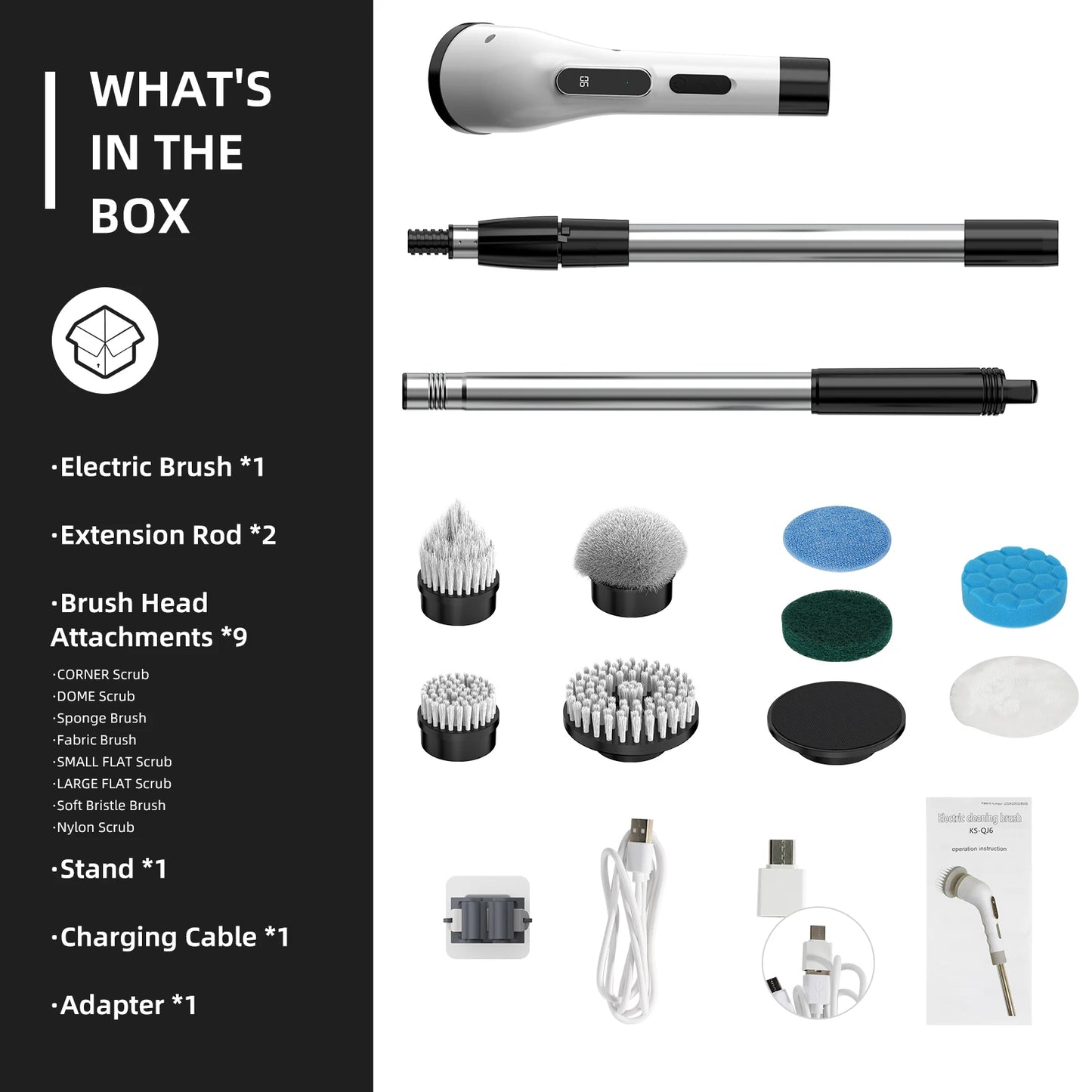 Viladepot 9 In 1 Electric Cleaning Brush Wireless Rotatable