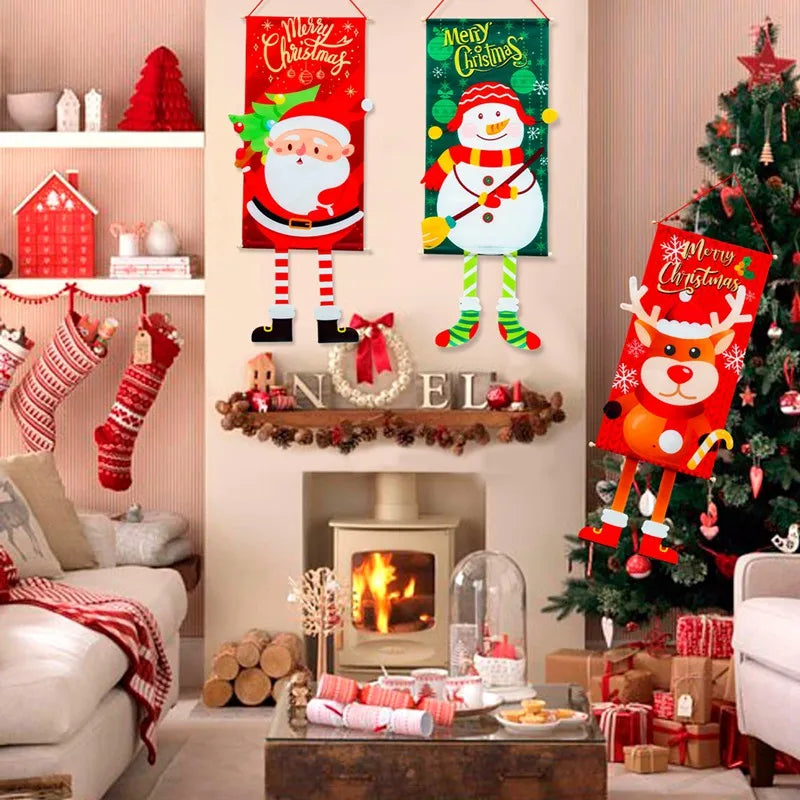 2025 Christmas Hanging Flag Banner For Door Decorations