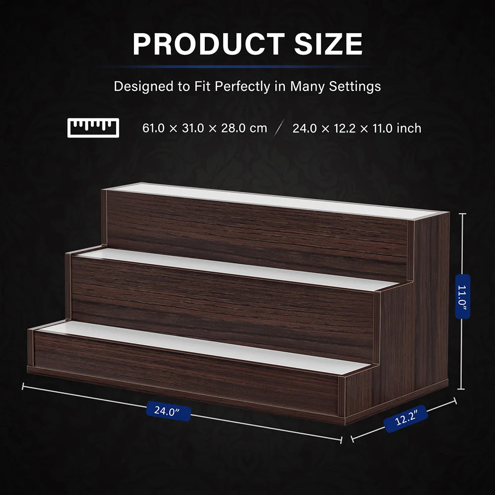 Led Lighted Wooden Liquor Shelves With App Remote Control