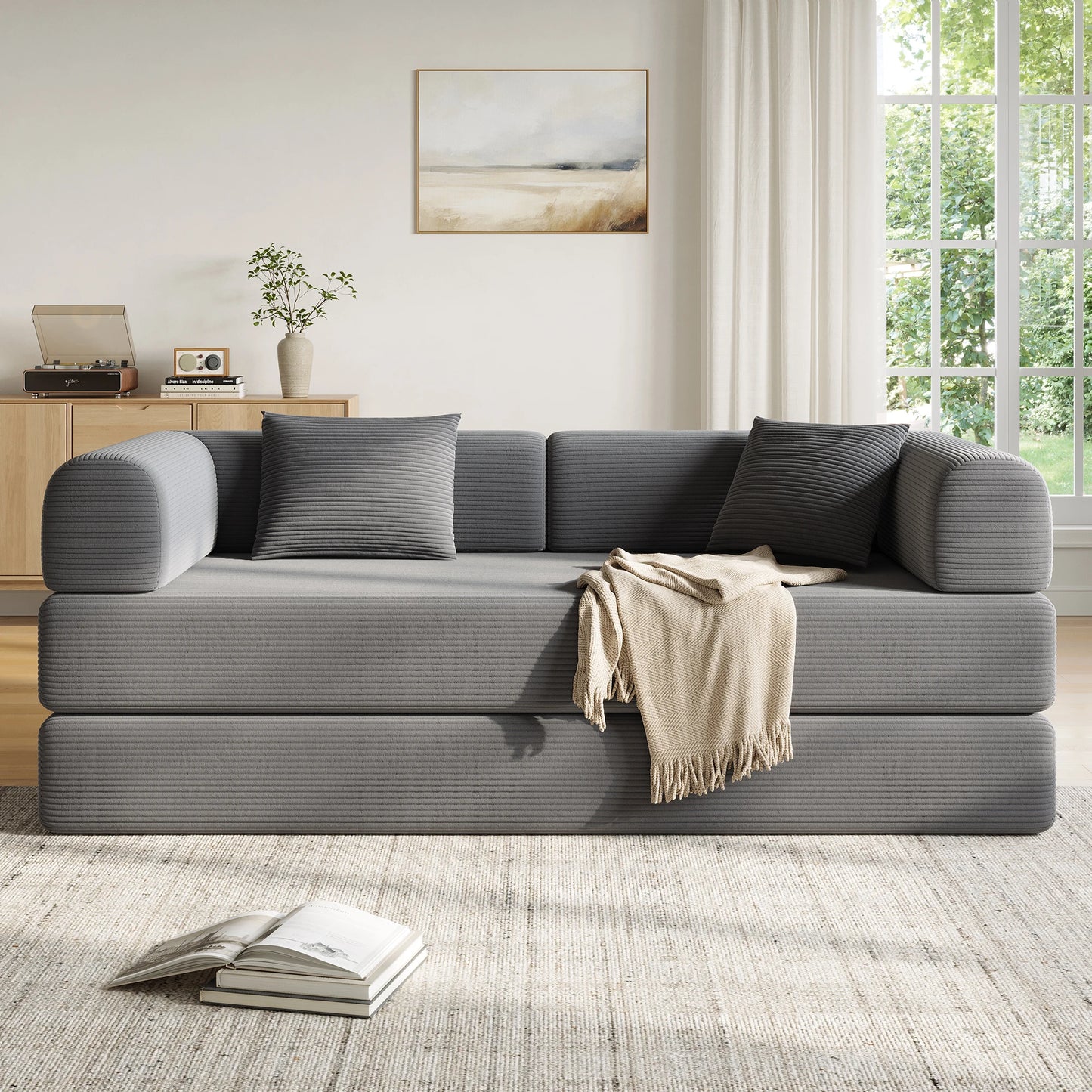 Convertible Floor Sofa Bed With Fixed Frame 5 In 1 Modular Sofa