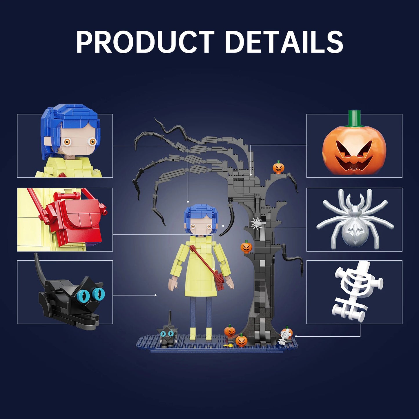 Halloween Coraline Jones Building Blocks Pumpkin Cats