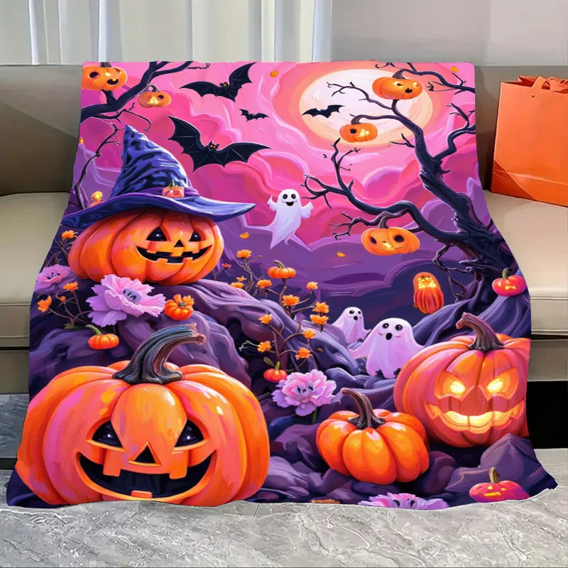 Flannel Blanket All Season Cozy Halloween Witch Cauldron