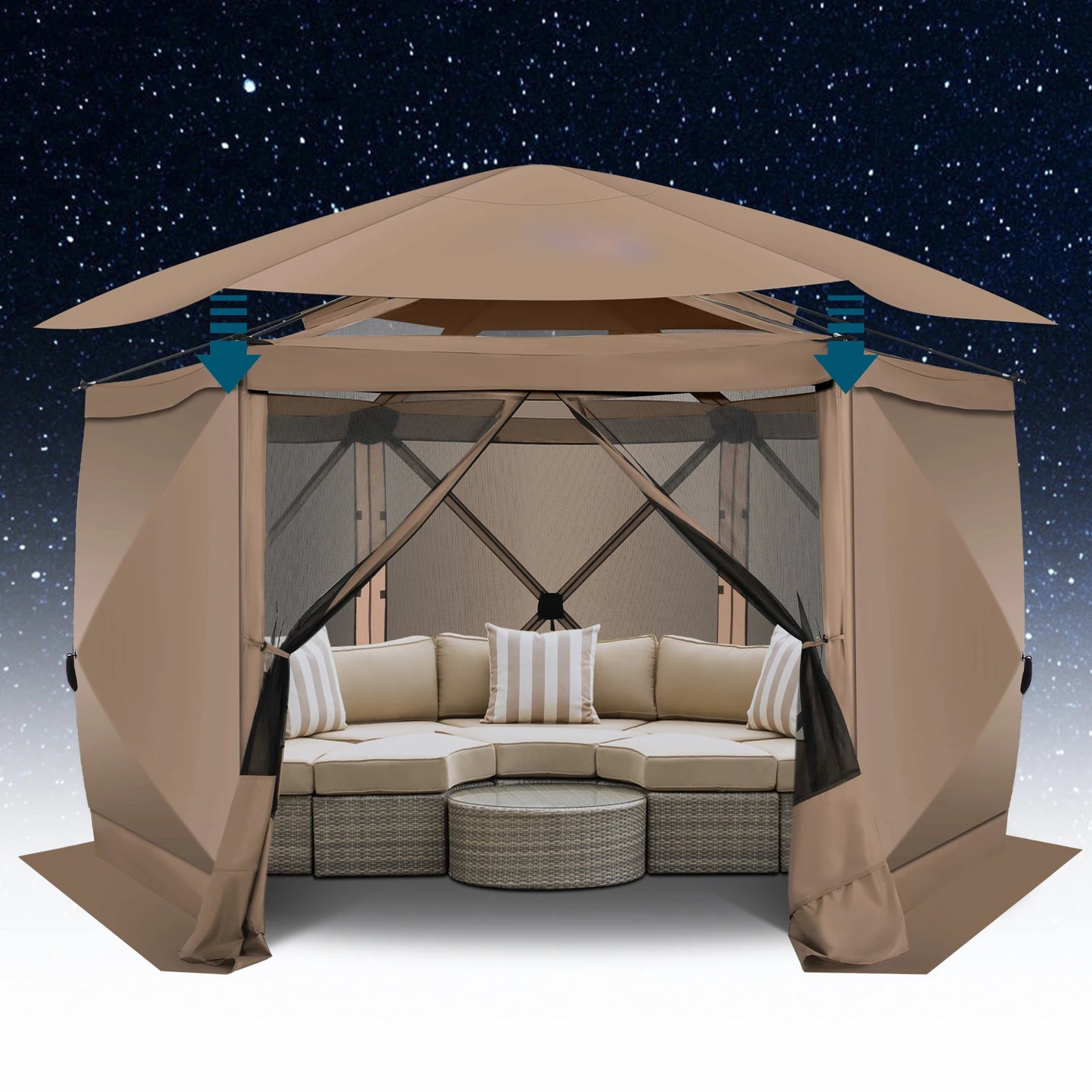 COBIZI Pop Up Gazebo Screen Tent 12x12 Camping Gazebo With Removable Roof Outdoor Screened Gazebo 5 Sidewalls 1800mm 300D Oxford