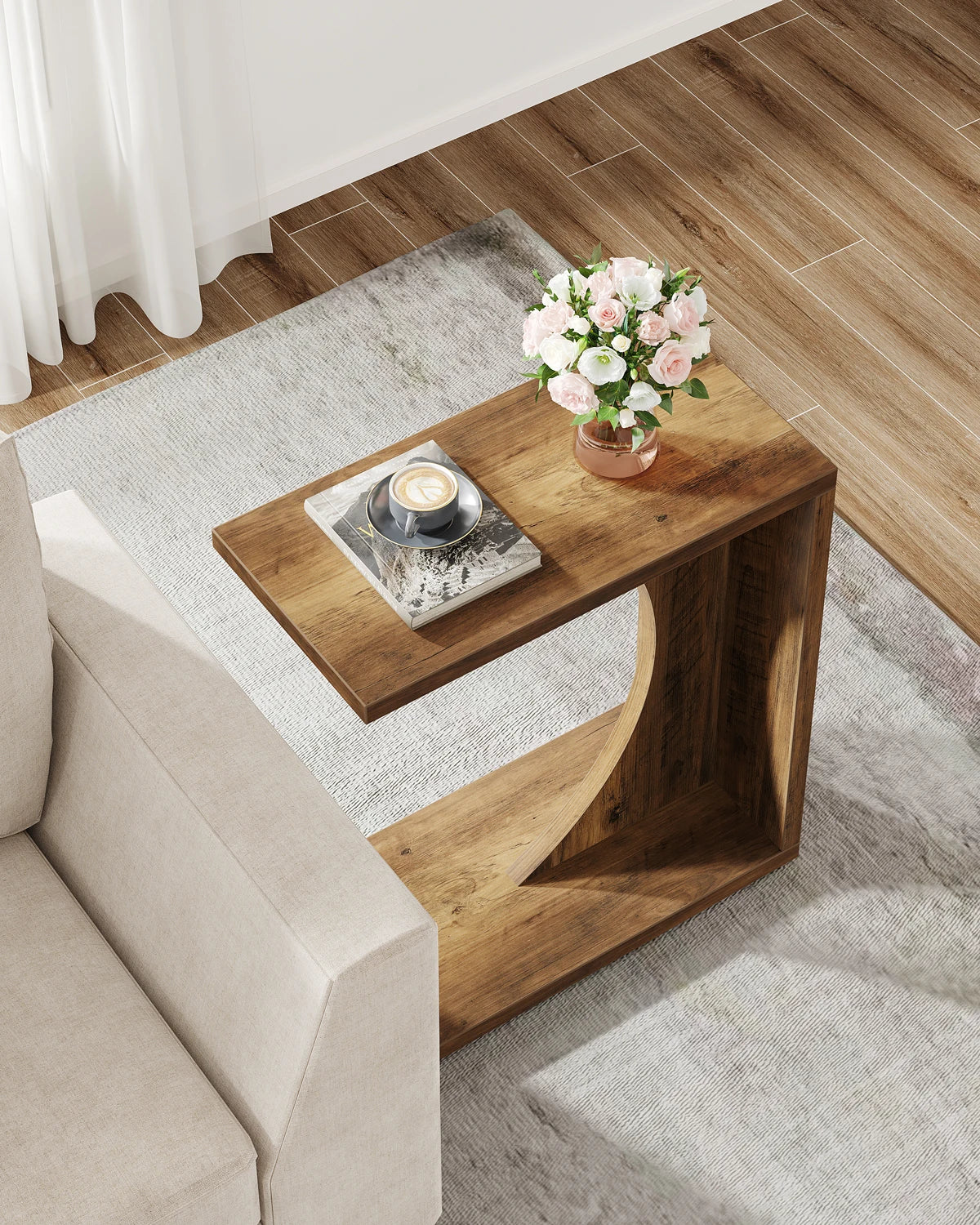 Tribesigns C Shaped End Table For Sofa Living Room Bedroom