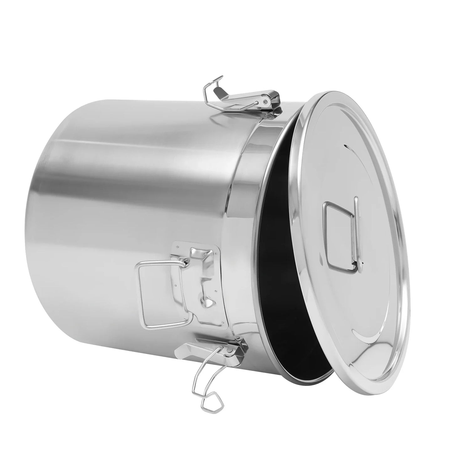 33L Stainless Steel Airtight Kitchen Canister for Flour Coffee Cereal Metal Food Storage with Sturdy Locking Clamp