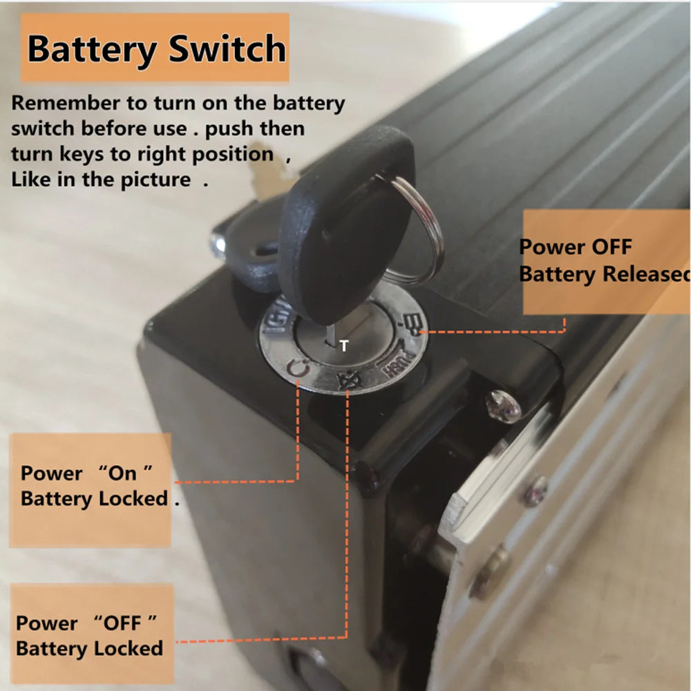 Rear Rack Ebike Battery 52V 48V 27Ah 20Ah Optional