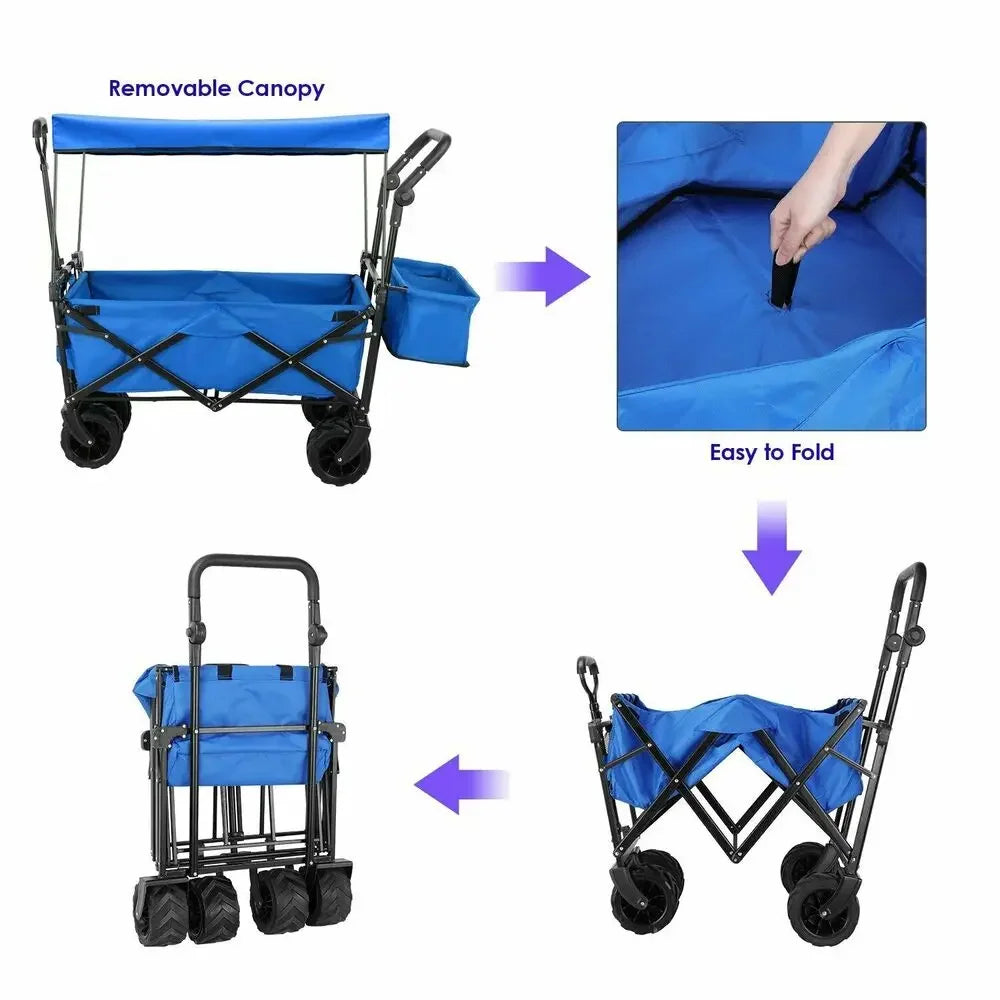 262L Collapsible Garden Cart With Removable Canopy 115Kg