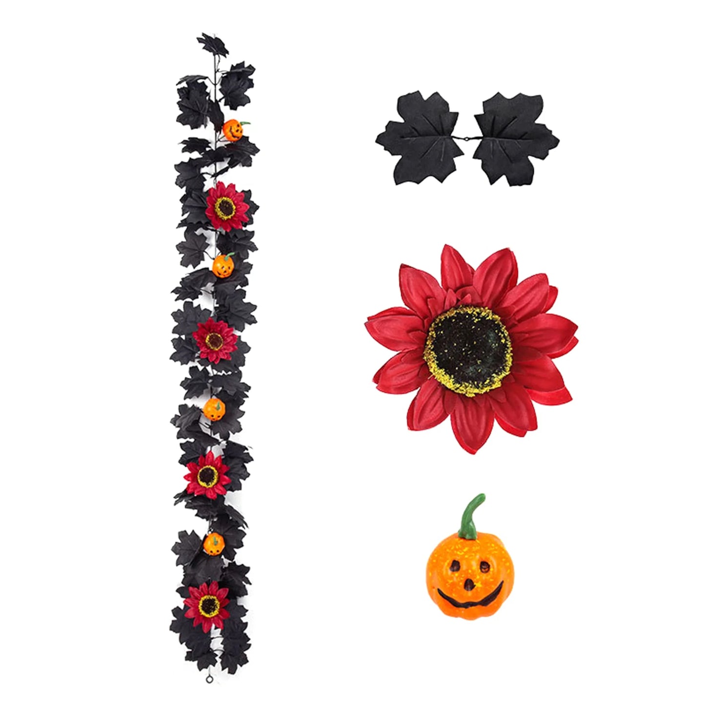 Artificial Fall Maple Leaf Wreath With Pumpkins And Berries