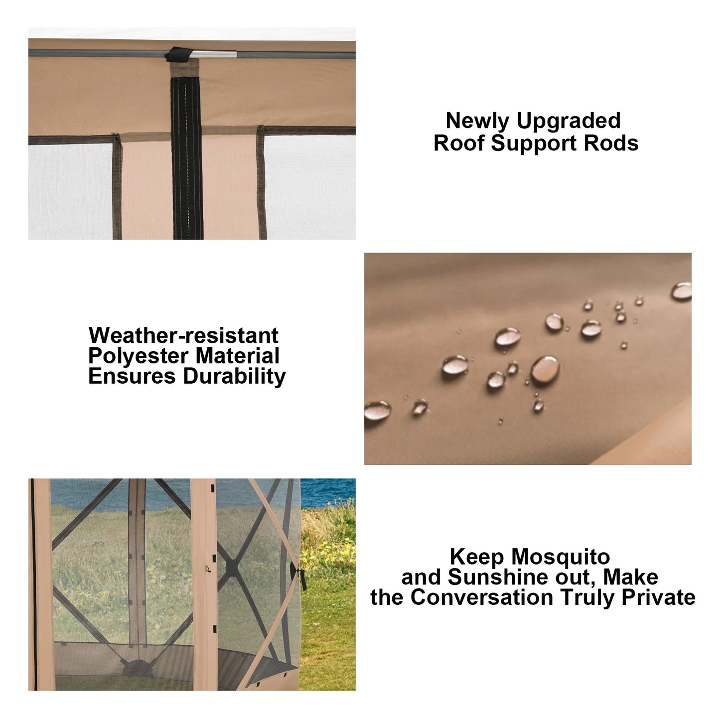 COBIZI Pop Up Gazebo Screen Tent 12x12 Camping Gazebo With Removable Roof Outdoor Screened Gazebo 5 Sidewalls 1800mm 300D Oxford