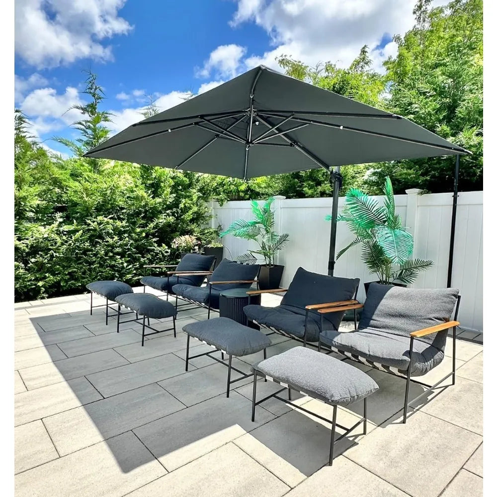 9 x 11.5 Ft Cantilever Patio Umbrella Aluminum Offset With 360 Rotation