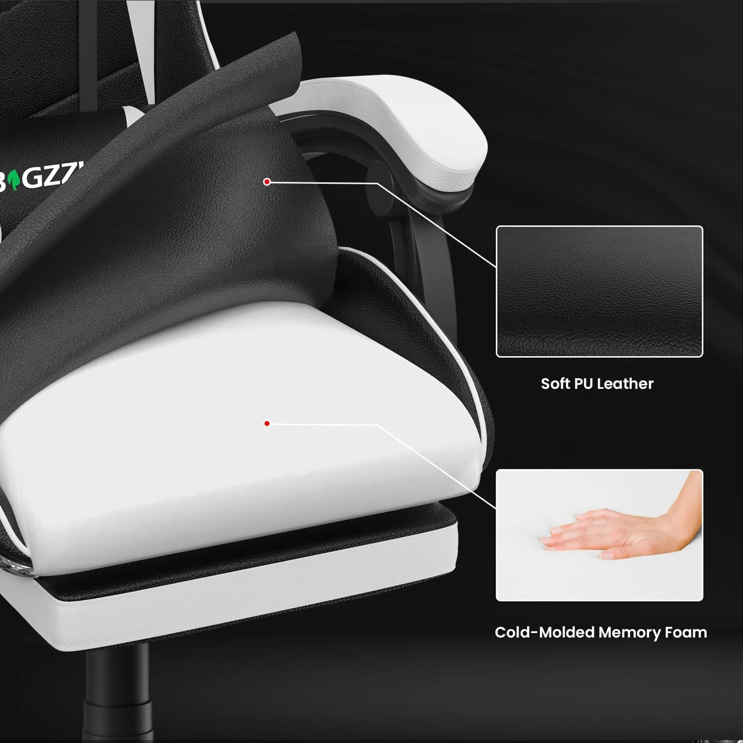 Gaming Chair With Footrest Ergonomic Lumbar Cushion Headrest