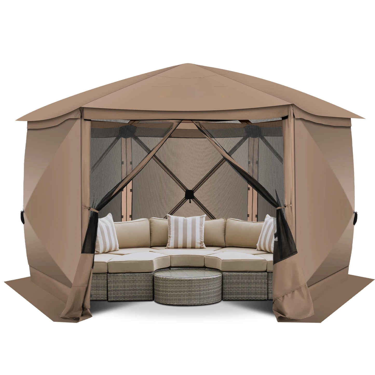 COBIZI Pop Up Gazebo Screen Tent 12x12 Camping Gazebo With Removable Roof Outdoor Screened Gazebo 5 Sidewalls 1800mm 300D Oxford