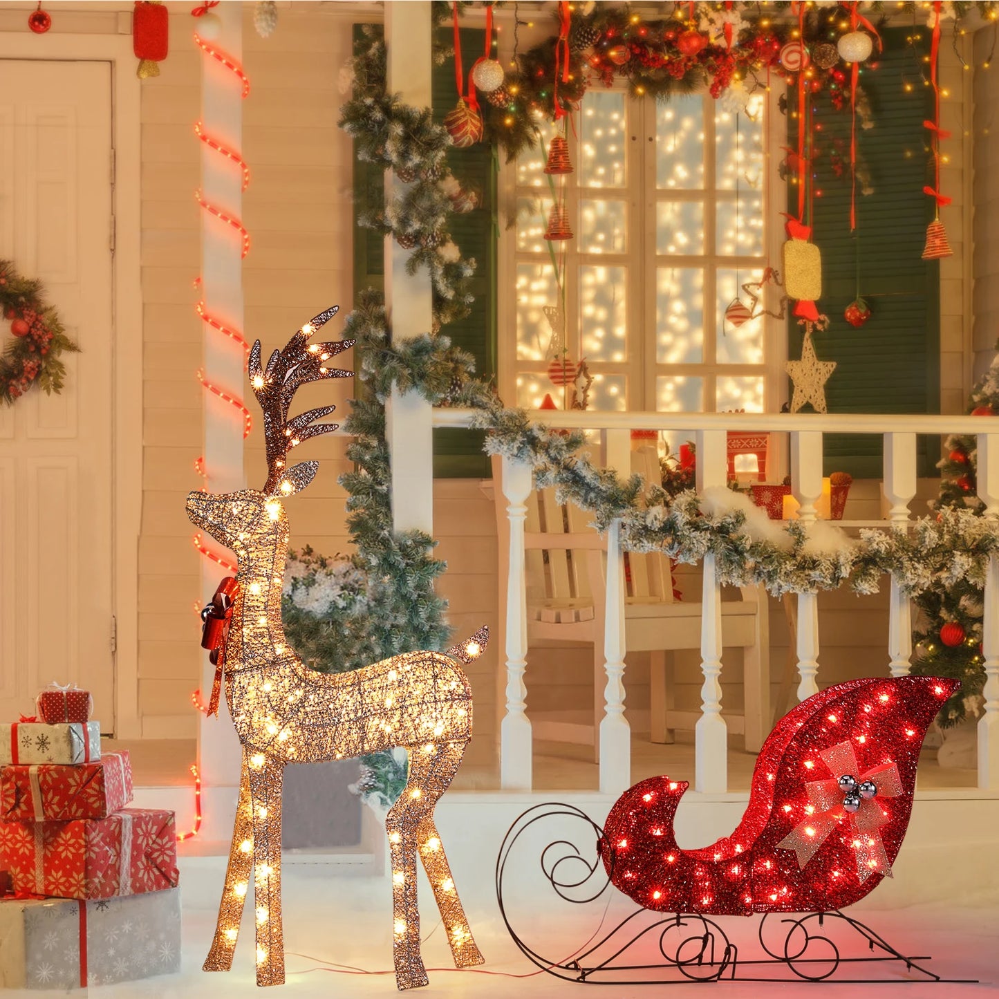 Indoor Outdoor Christmas Deer Family Set With LED Lights
