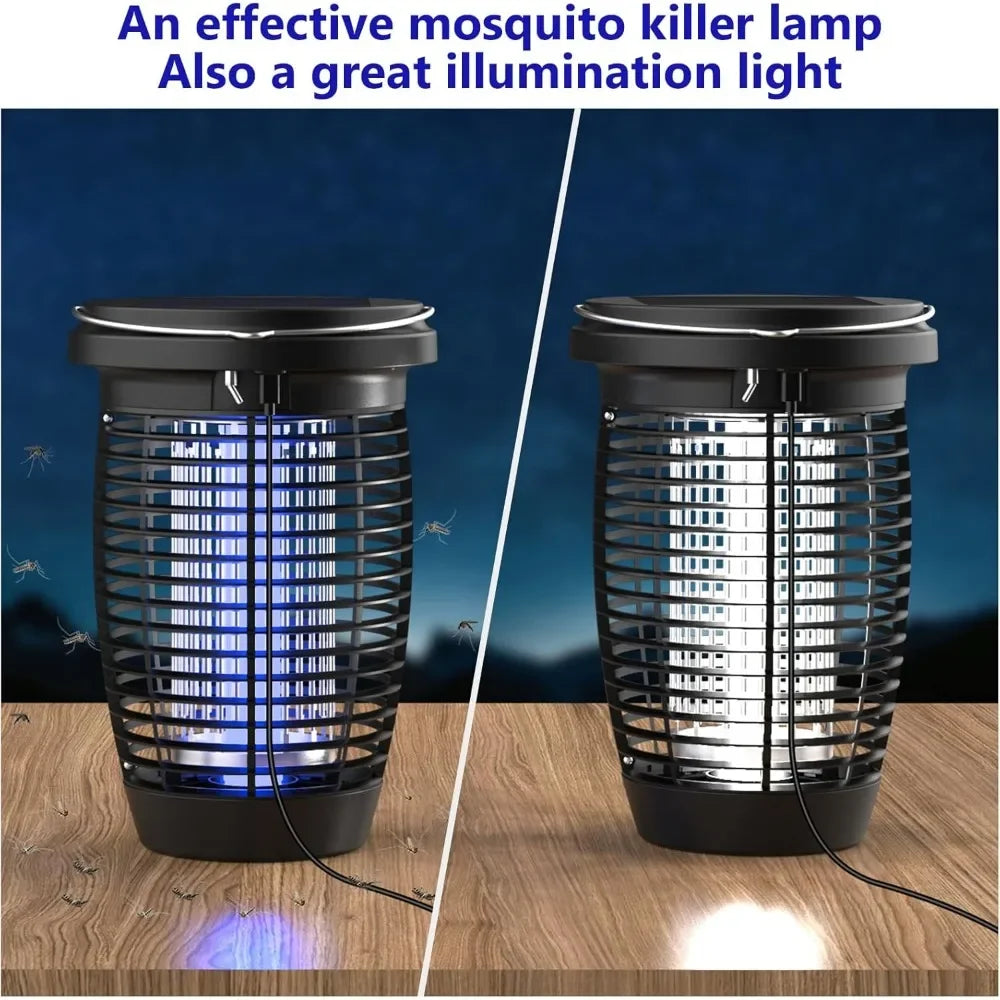 Solar Bug Zapper 2 In 1 Mosquito Killer Lamp Indoor Outdoor 4500V Solar Powered Rechargeable Fly Trap