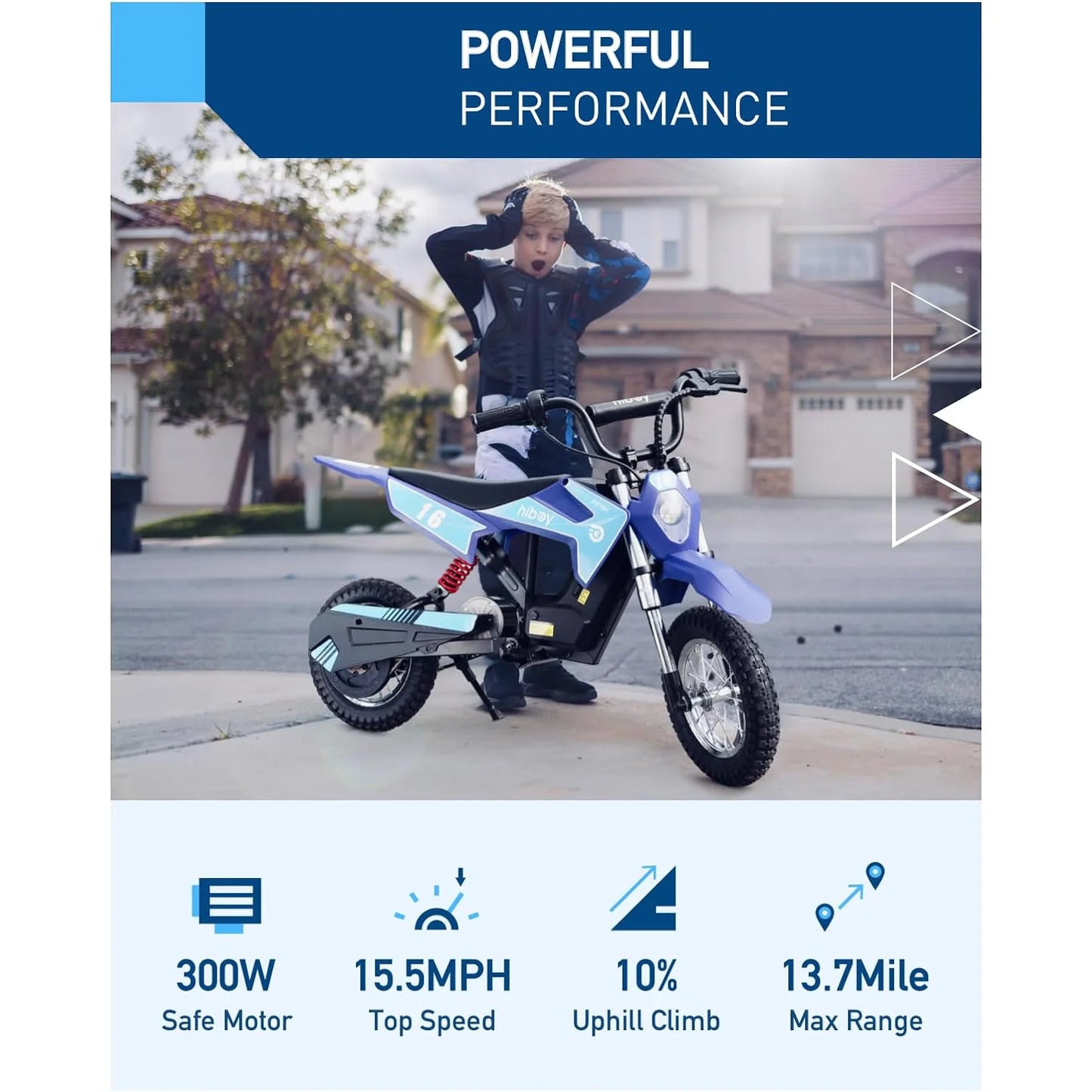 Hiboy 36V 300W Electric DirtBike ThreeSpeed For Kids 3To10