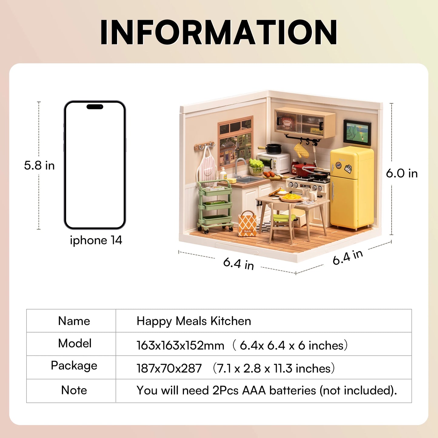 Robotime Rolife 3D Puzzle Happy Meals Kitchen Miniature House Kit