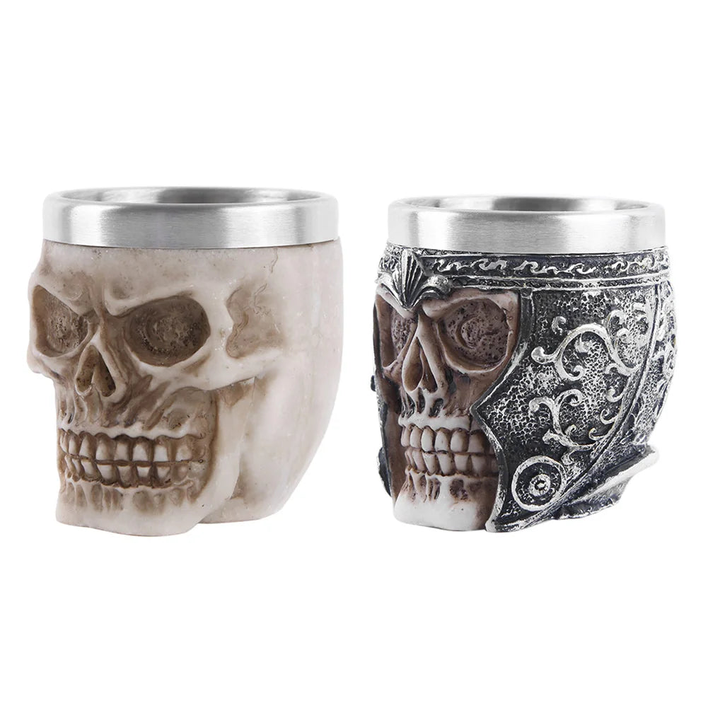 Gothic Skull Warrior Handleless Coffee Mug Heat Resistant