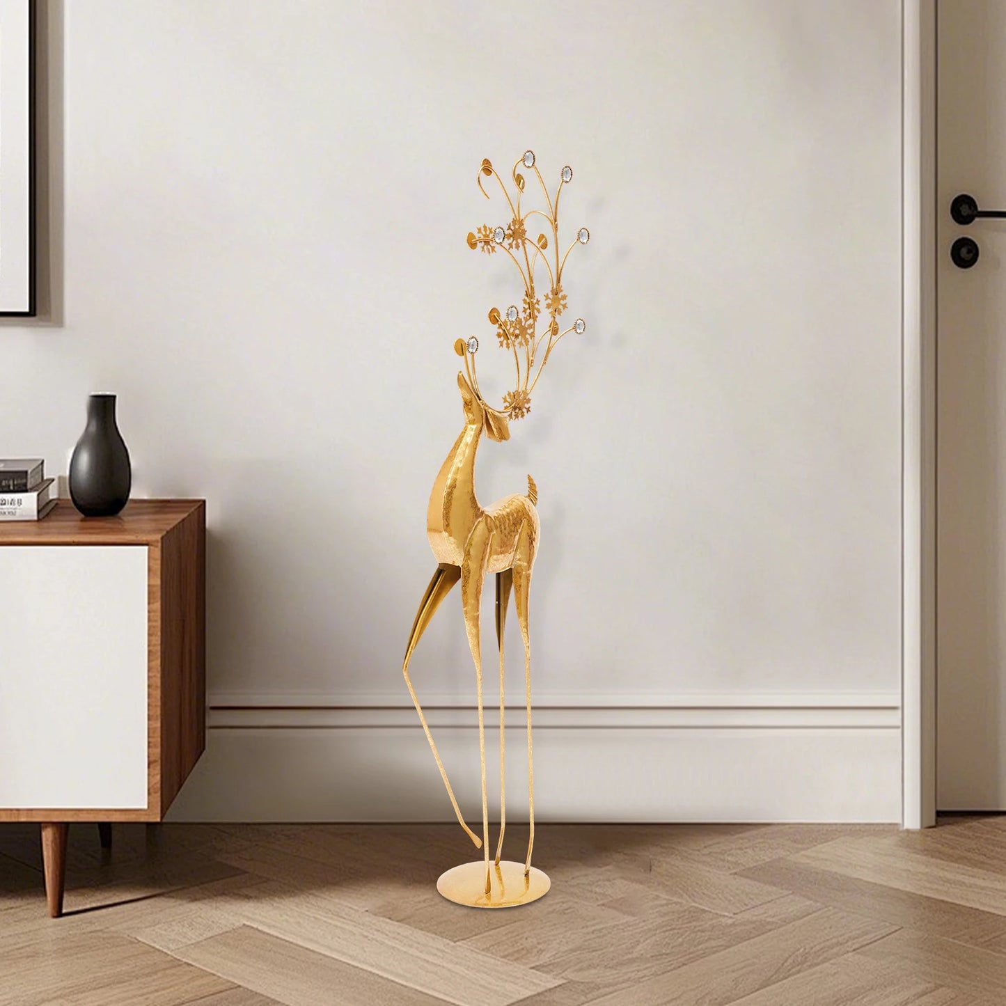 Gold Reindeer Christmas Indoor Large Statue Decor Display