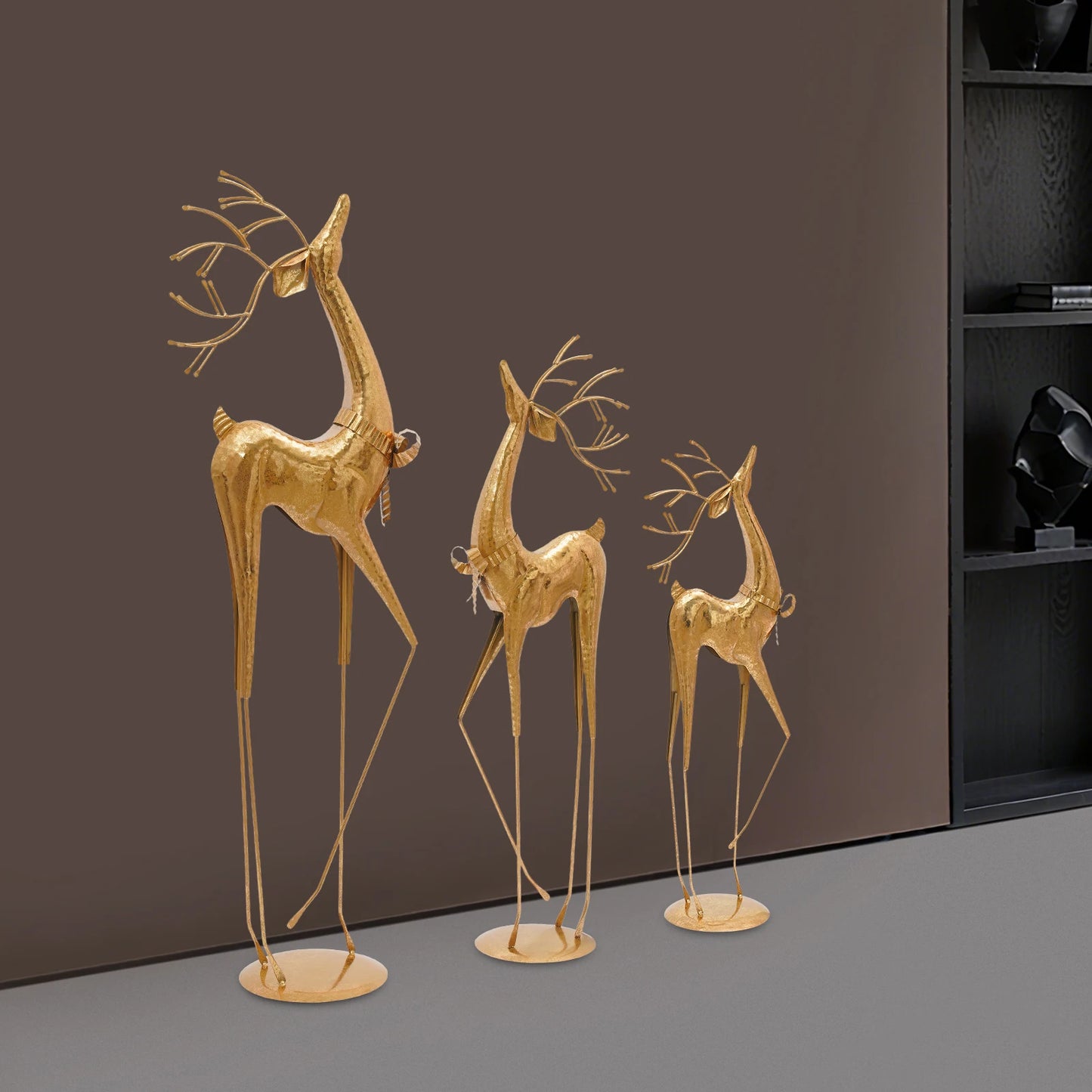 House Studio Gold Reindeer Statue Christmas Decor Indoor