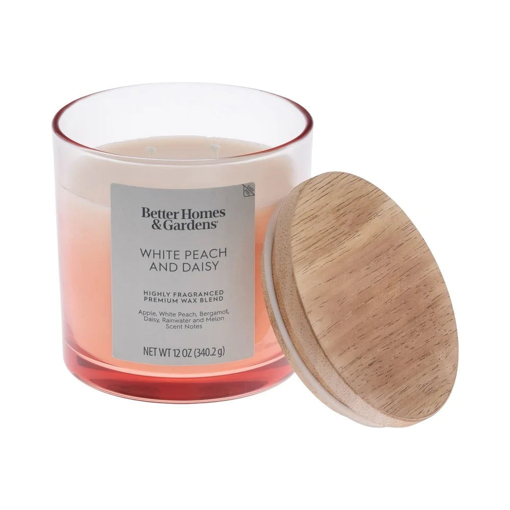 White Peach Daisy Scented Two Wick Ombre Jar Candle 12oz