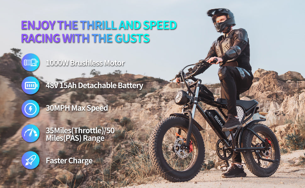 Ridstar Q20 Lite Electric Bike 1200W 48V 15Ah Fat Tire