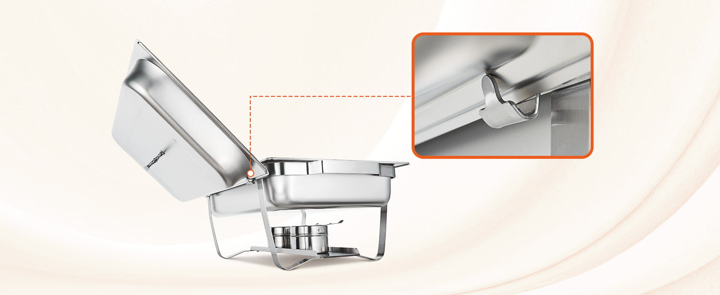 Vevor 8QT Rectangle Chafing Dish Set 4 Pack Stainless Steel Buffet Server Food Warmer Catering Equipment