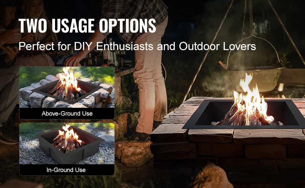 SucceBuy Fire Pit Ring 36x36 Outer 30x30 Inner Height 10in