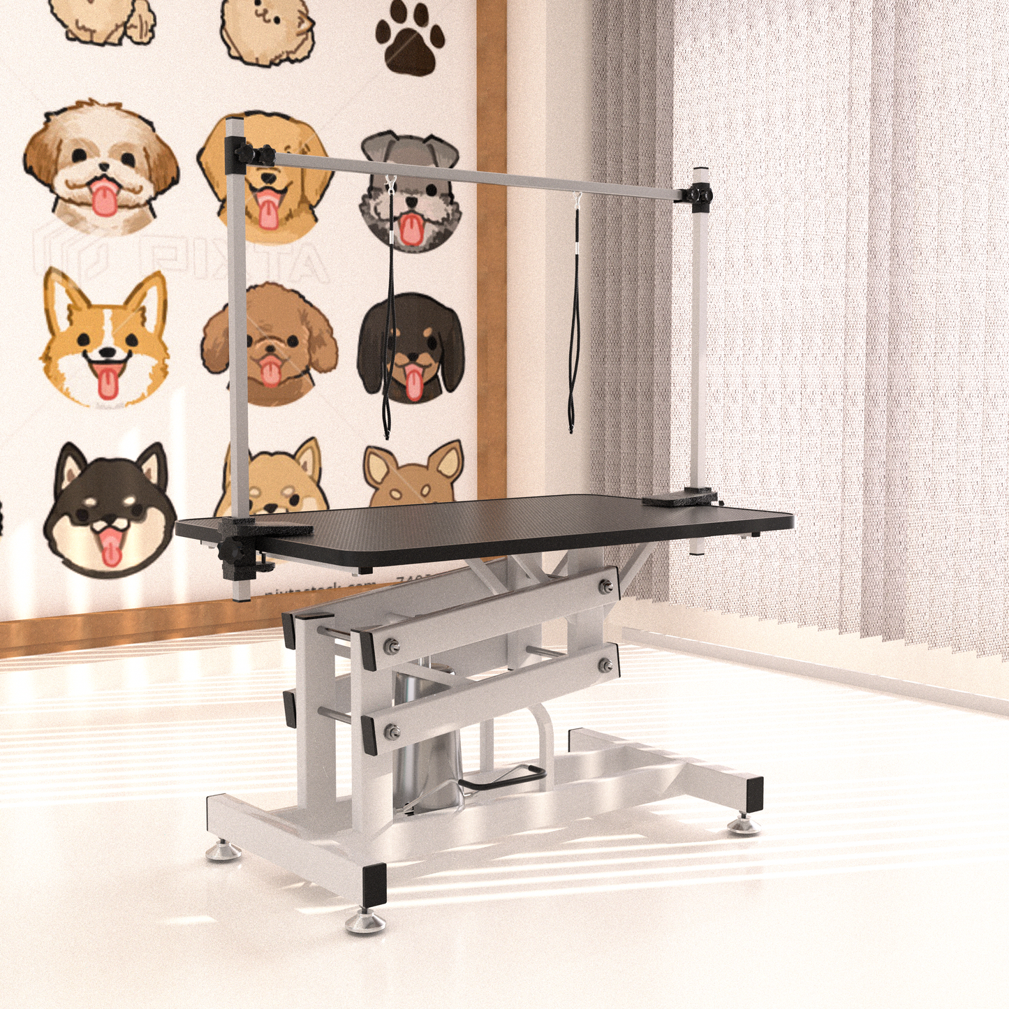 43 Inch Heavy Duty Hydraulic Dog Grooming Table With Adjustable Arm Noose