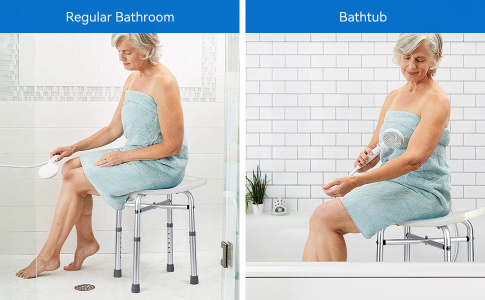 Shower Bench With Adjustable Height And Slip Resistant 350Lb