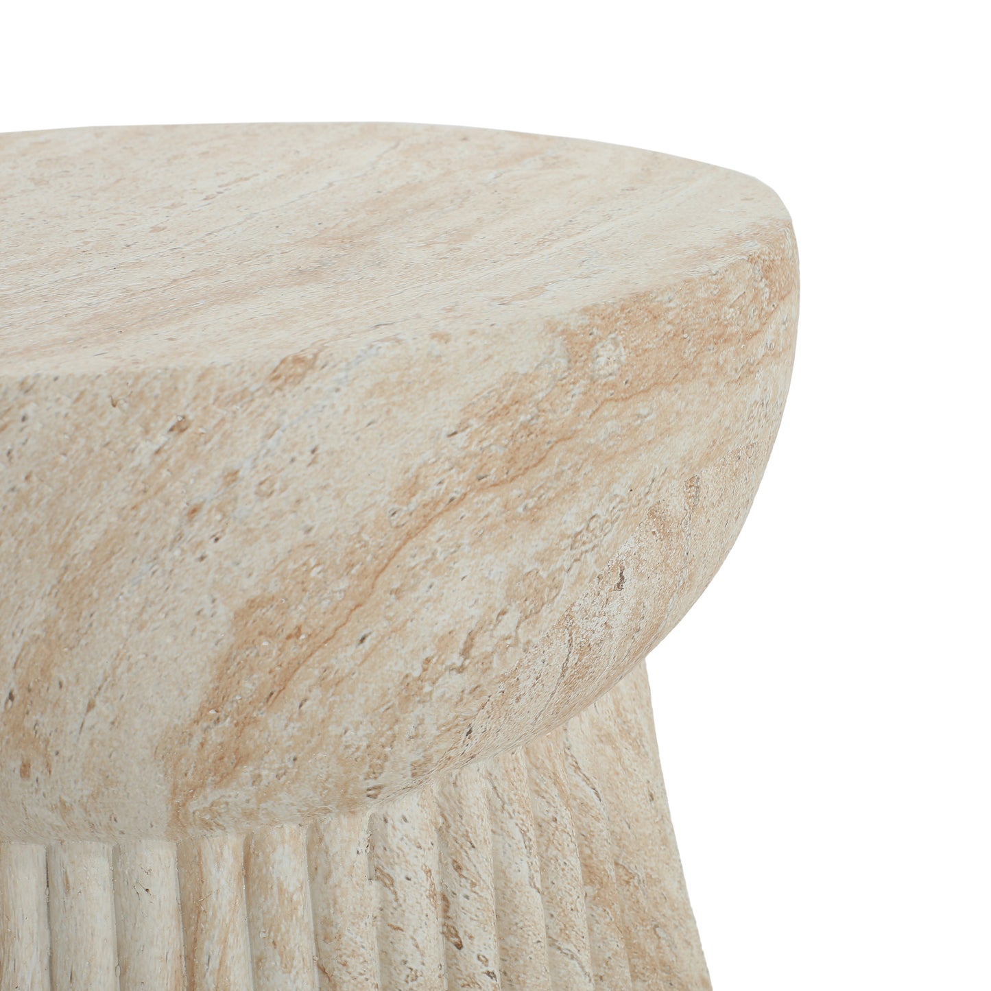 Porto Outdoor Chair And Travertine Side Table Set In Teak Beige Finish