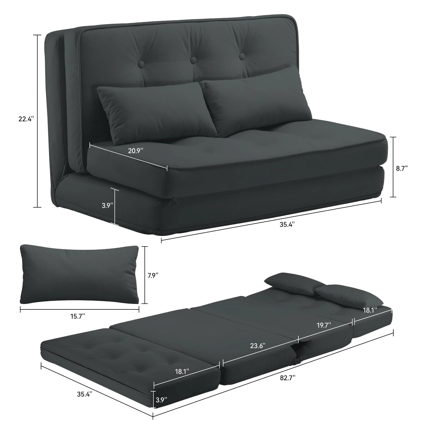 Comhoma Folding Sofa Bed Convertible Sleeper Chair Compact