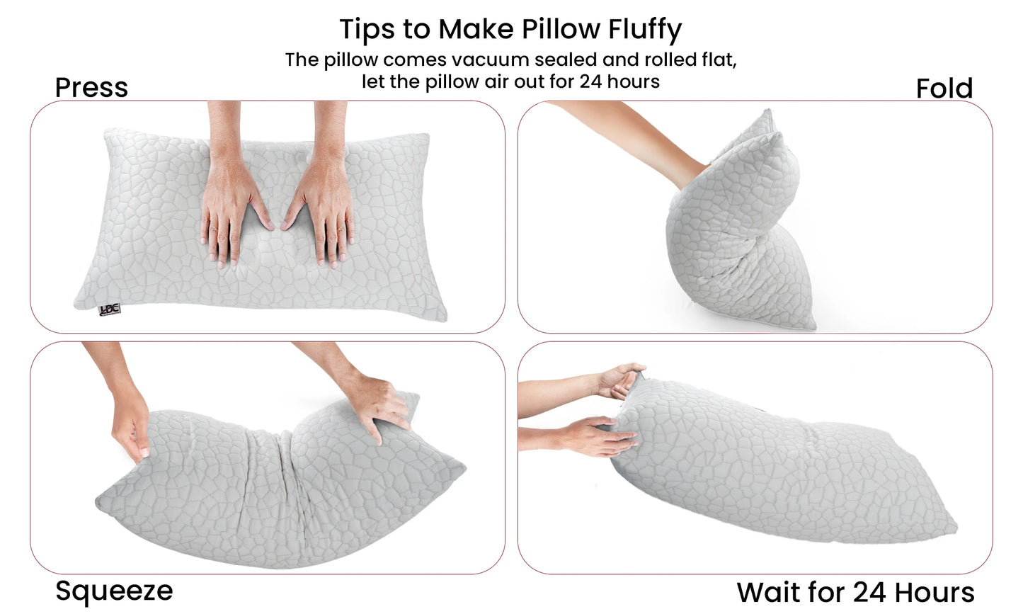 Lux Decor 2 Pack Shredded Memory Foam Pillows With Washable Cover Adjustable Loft