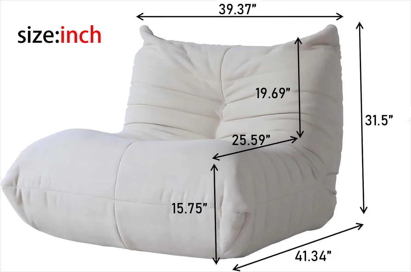 Modern Big Bean Bag Chair Memory Foam Floor Sofa Recliner