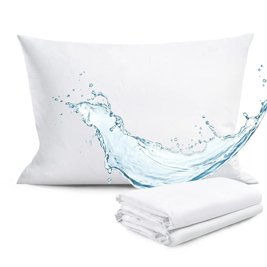 Waterproof Pillow Protectors 4 Pack Zippered Cotton Sateen