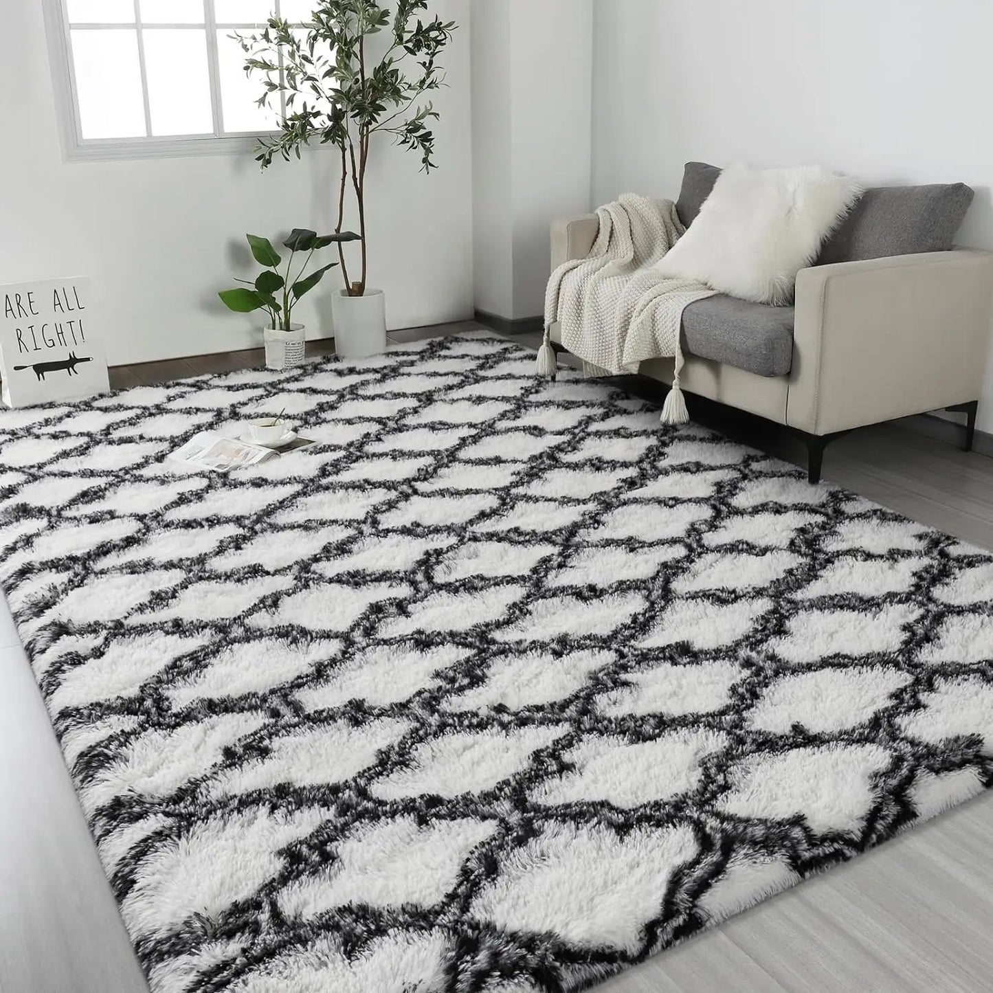 Large Shag Area Rugs for Bedroom Super Soft Plush Fluffy Carpet Non Slip Indoor Floor Rug for Kids Nursery Girl