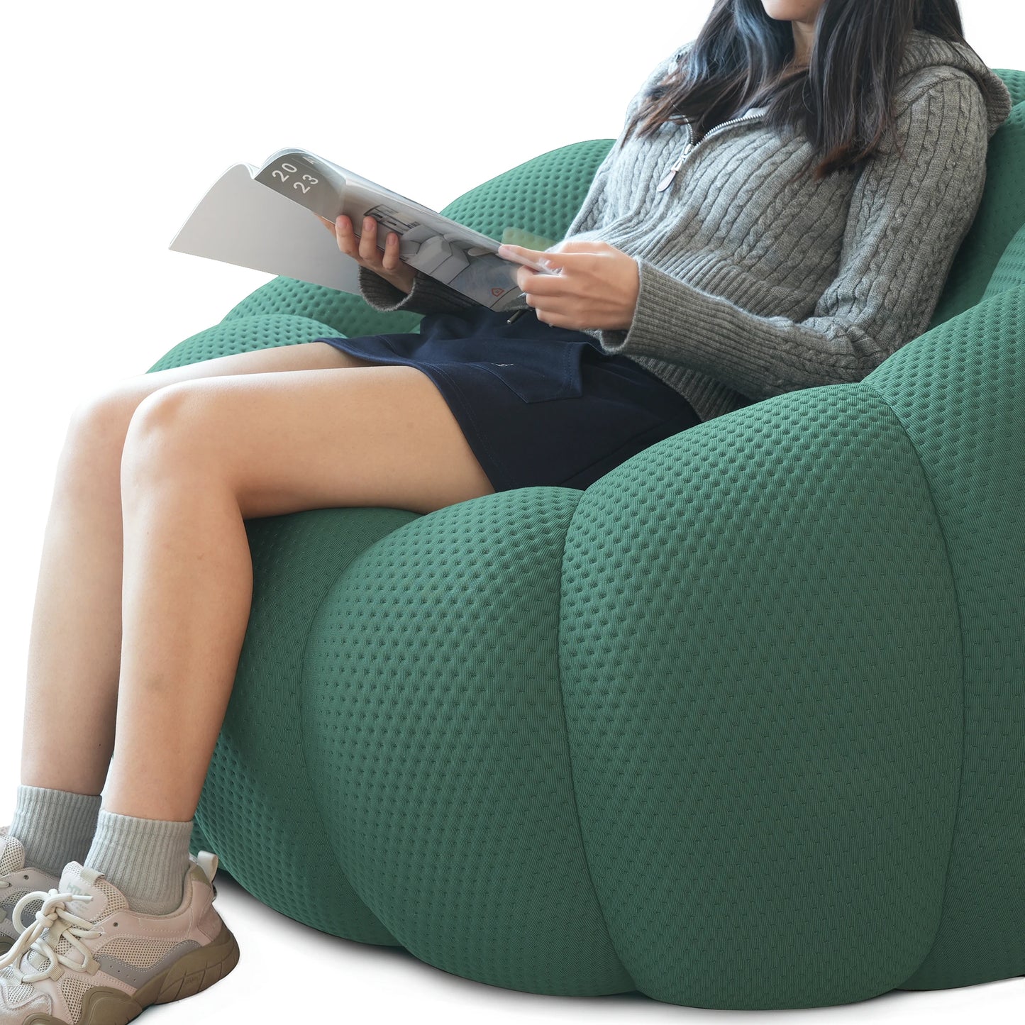 98.43 Inch Comfortable Curved Couch 3 Seater Honeycomb Sofa